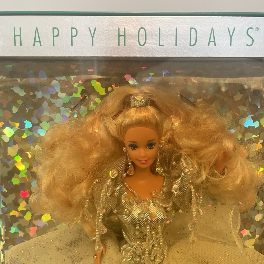 Mattel 1992 Barbie Doll Blonde Silver Dress 1429 Happy Holidays Special Edition - Picture 2 of 13